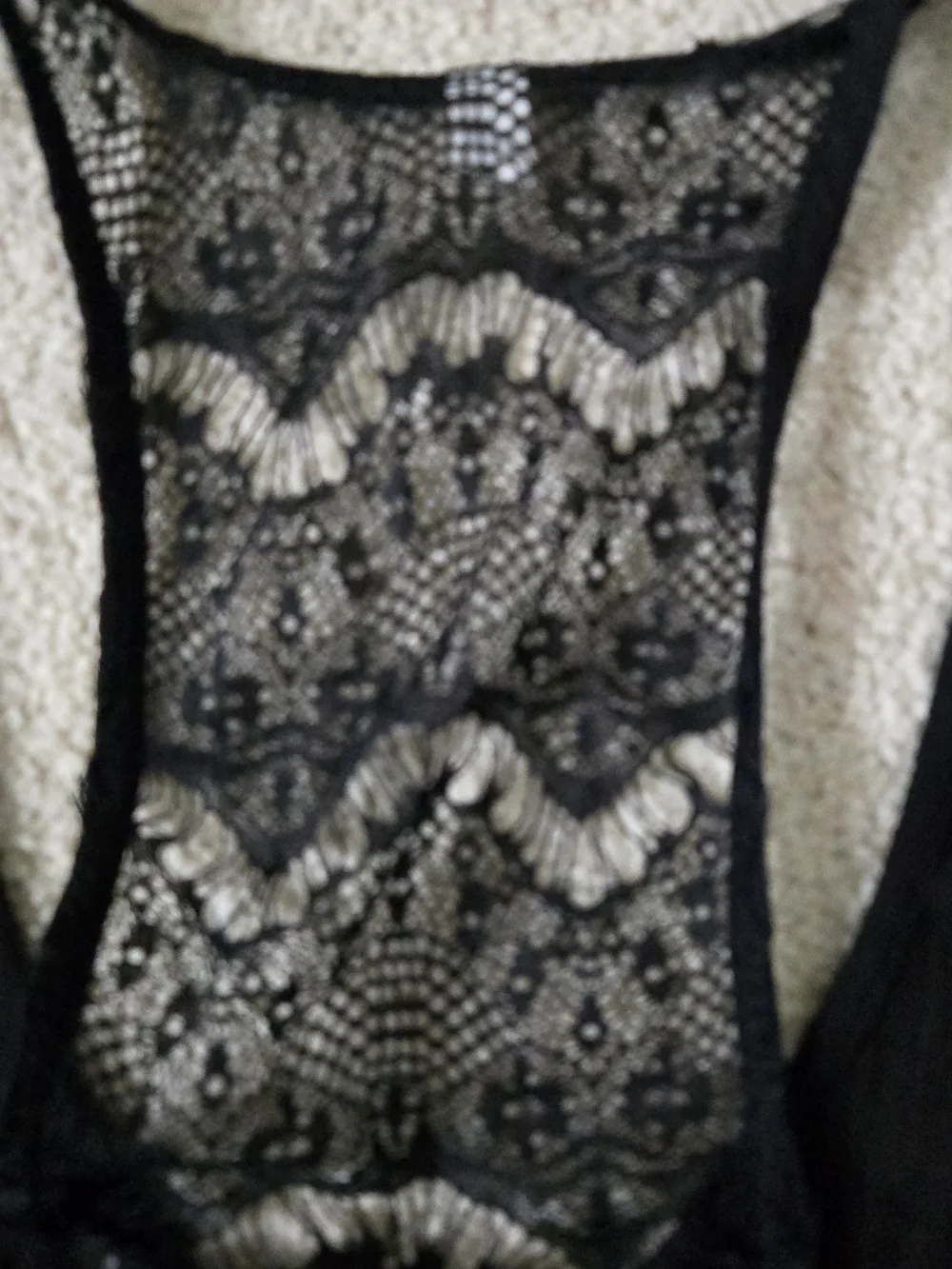 Free People Free People Black Pintuck Racerback Tank w Eyelash Lace Trim SIZE S